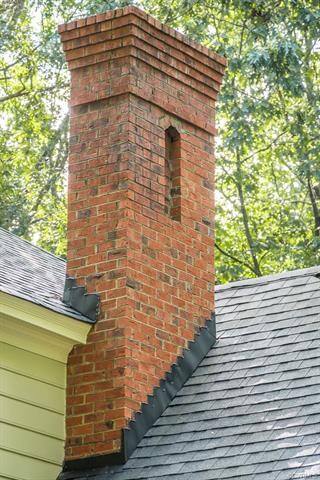 Lovely architectural detailing on the brick chimne