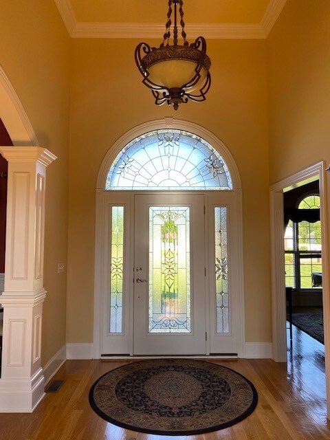 This fine home has designer lighting throughout. 