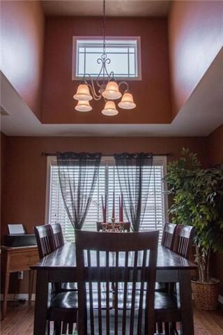 Dining room with great ceiling accents!