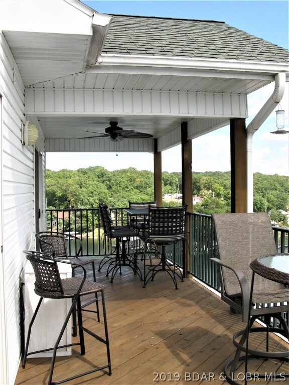 Large deck- covered and open.  Best of both worlds