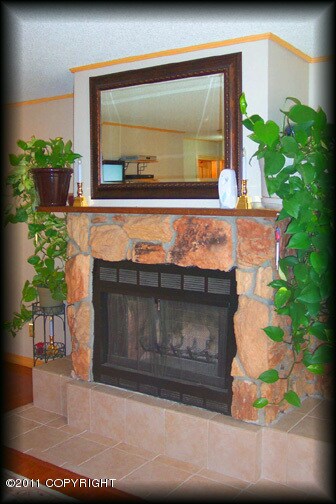 Rock fireplace
