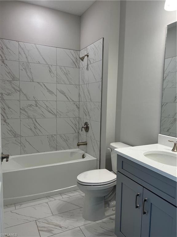 Bathroom with marble finish flooring, shower / was
