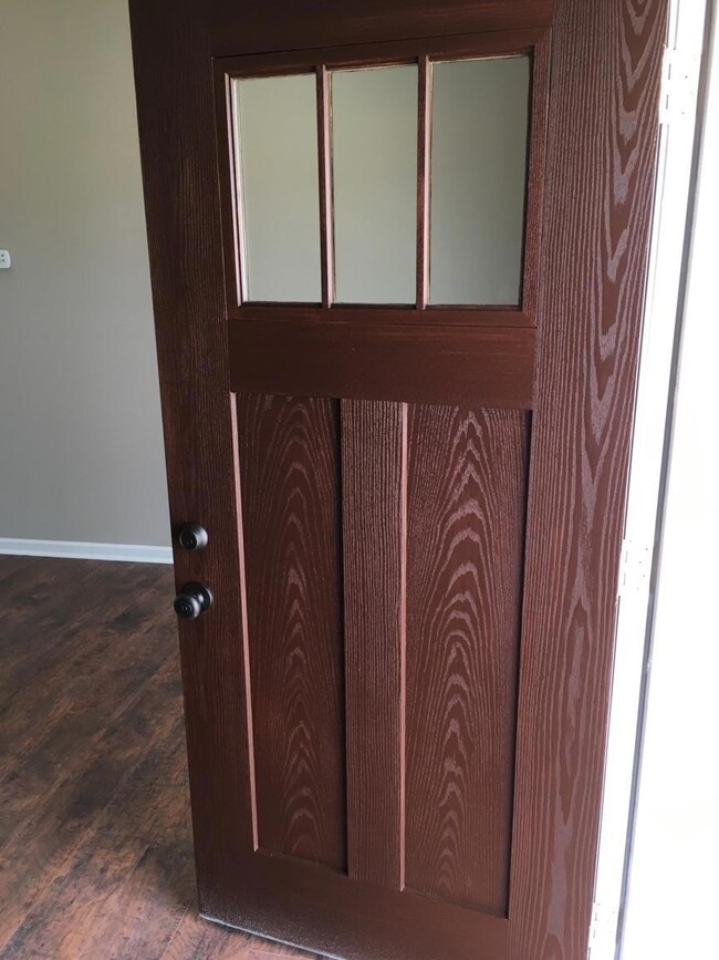 Stained front door.