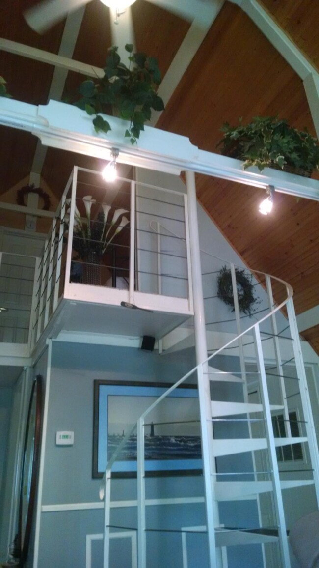 View from living room to loft area