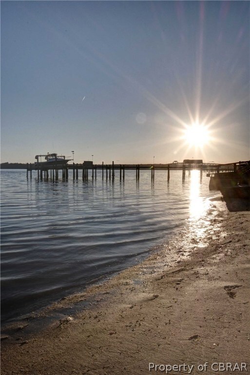 View up the York River from sandy beach