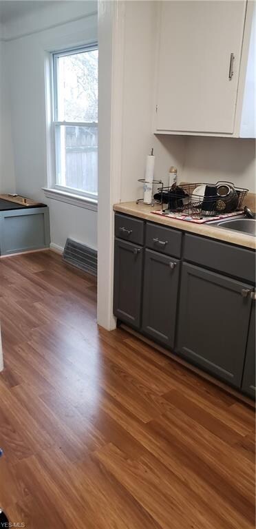 Kitchen view of the home with new hardwood floors 