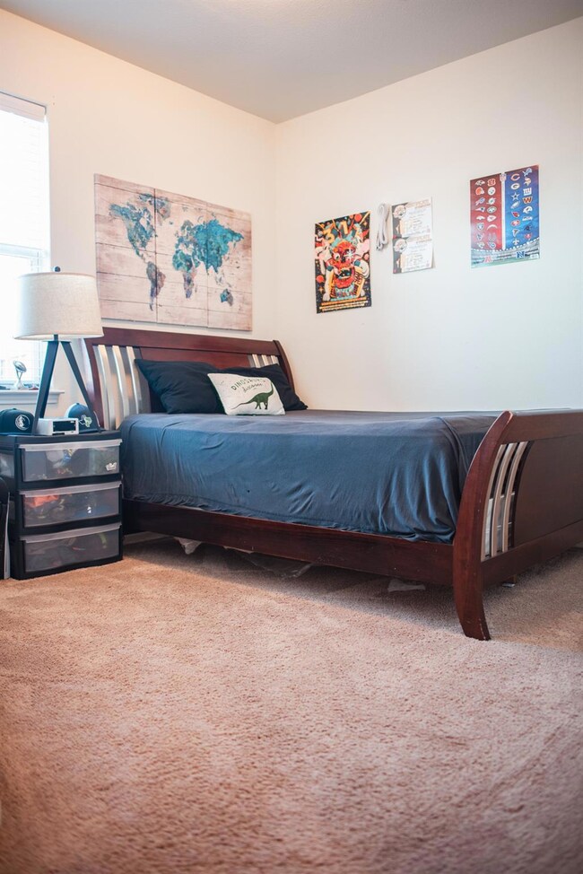 Bedroom with carpet flooring