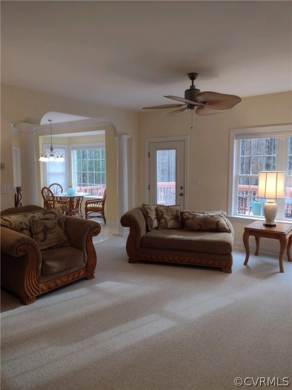 Family room open to kitchen and deck.