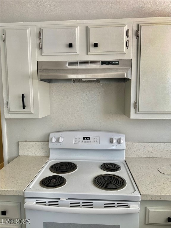 Kitchen featuring electric range and under cabinet