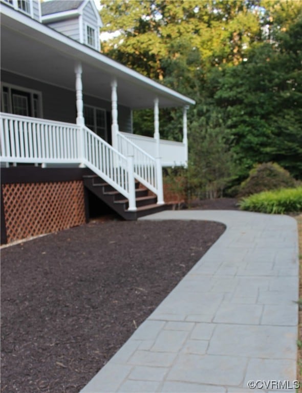 View of patio with a porch