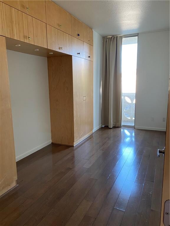 Empty room featuring dark wood finished floors an