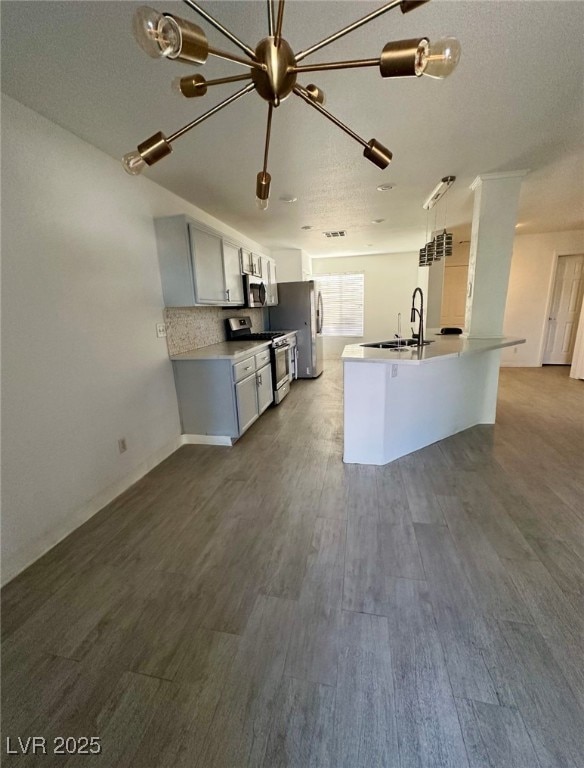Kitchen with appliances with stainless steel finis