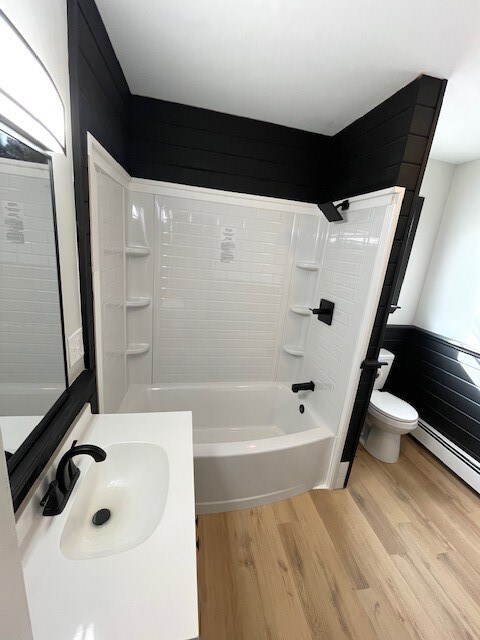 Newly renovated bathroom with in-unit laundry