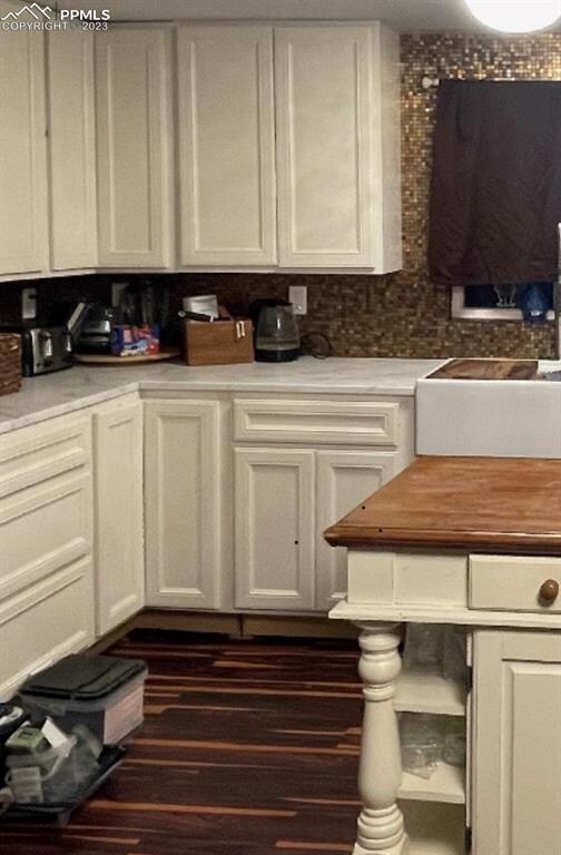 Partial view of kitchen island