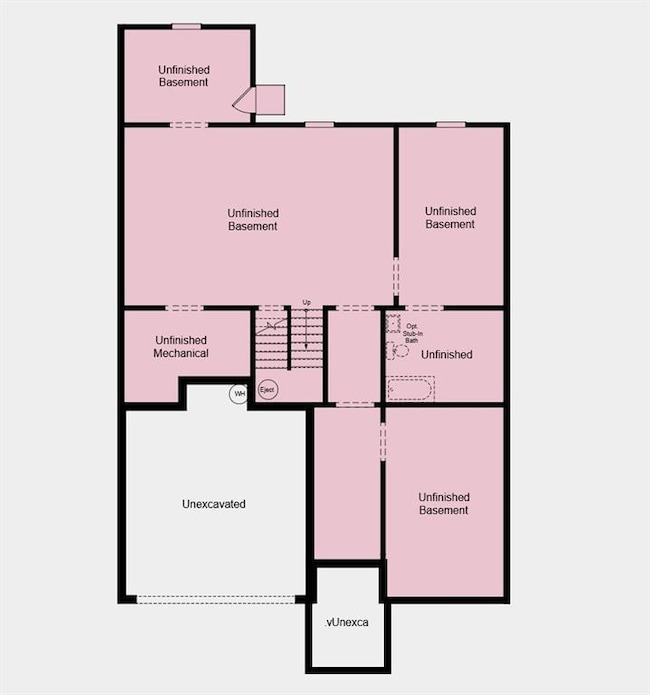 Unfinished Basement Floor Plan - Additional highlights include: Unfinished basement and standalone tub and shower at primary bath