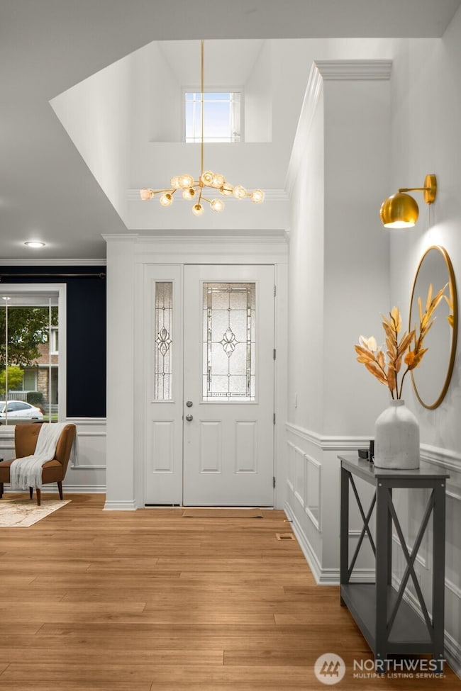 The front foyer has a dramatic two story entry with great natural light.