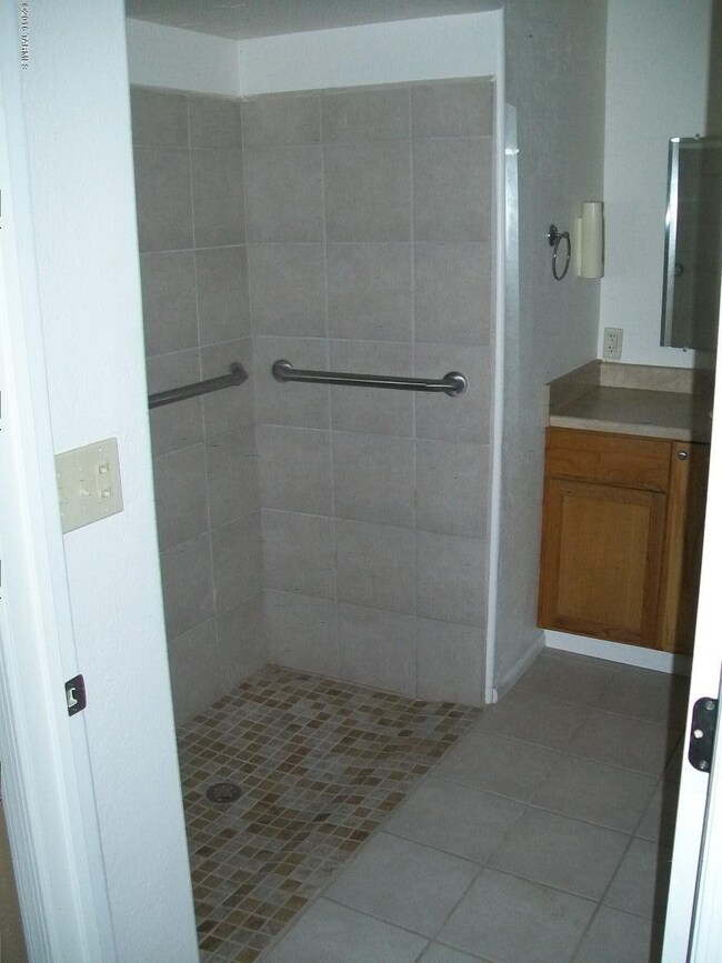 Walk in shower.