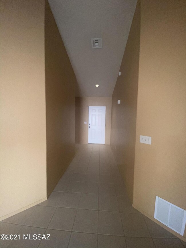 Looking at front door from living room