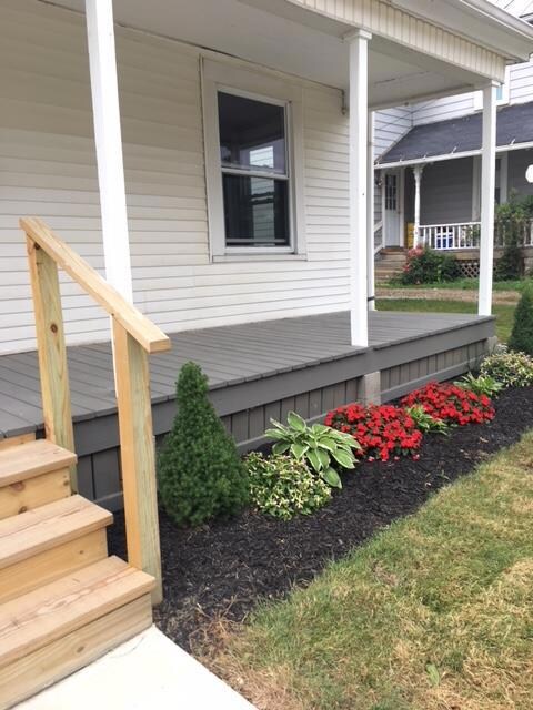 Front Porch with new steps and landscaping