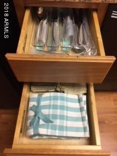 Kitchen Drawers with Silverware & Towels