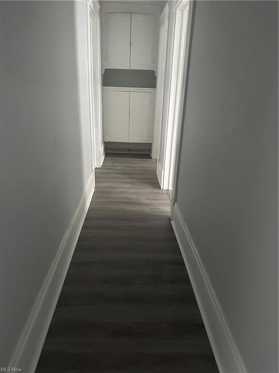 Corridor featuring dark hardwood / wood-style floors