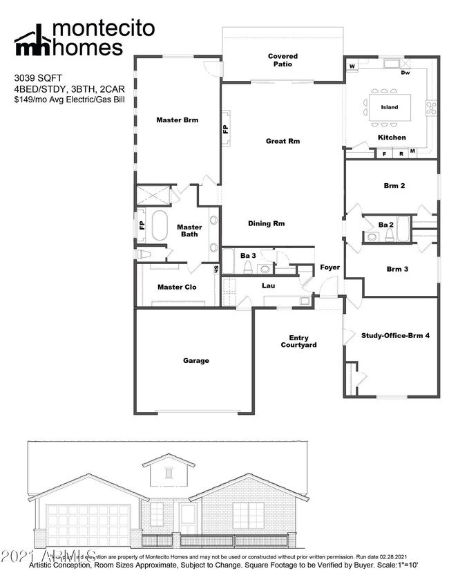 3039sf Mini Floorplan LH Garage Gable 06