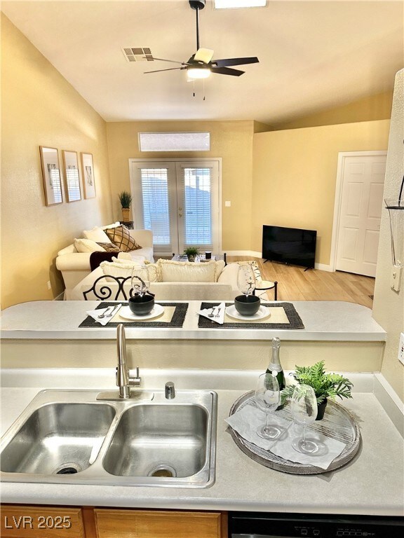 LOOKING OUT FROM KITCHEN TO FAMILY ROOM.  TV STAND