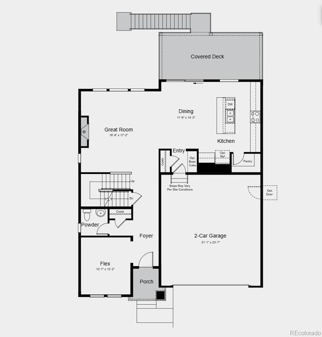 Additional highlights include: covered deck, unfinished walkout basement with rough-in plumbing for future use, fireplace at great room, quartz countertops, open railing at stairs.