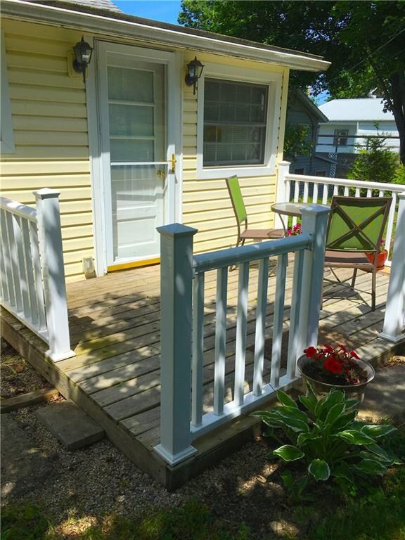 Porch on the road side of the cottage