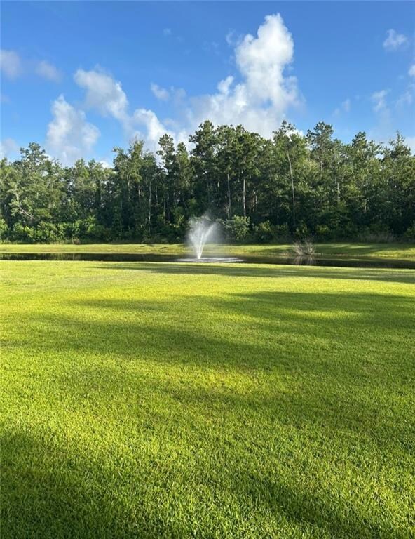 Fountain in pond view