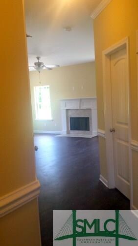 Foyer entry way with wood laminate floors