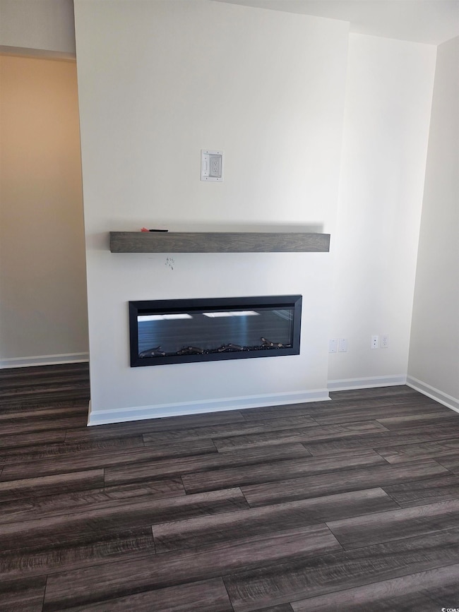 Electric fireplace in living area
