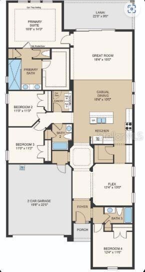 Structural options added include: shower at bath 3, gourmet kitchen, outdoor kitchen rough-in, pock sliding glass door.