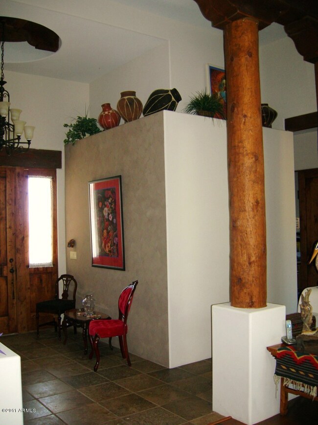 Foyer with pot shelves