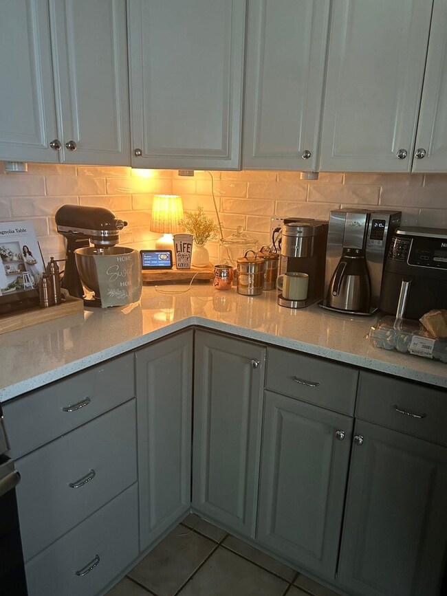 Fresh paint on cabinets