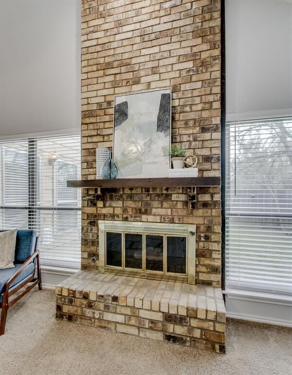 Floor to ceiling brick fireplace ~