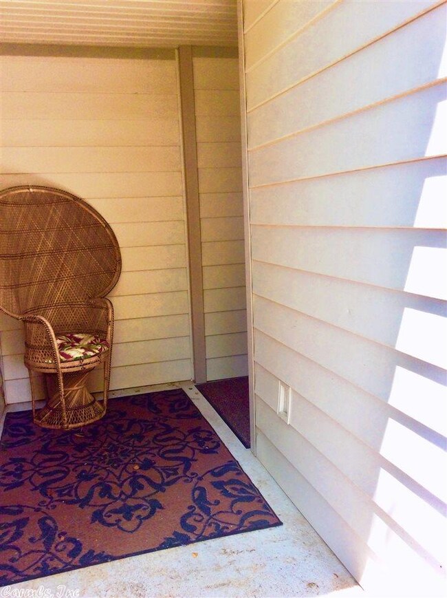 Front porch entry with large storage closet