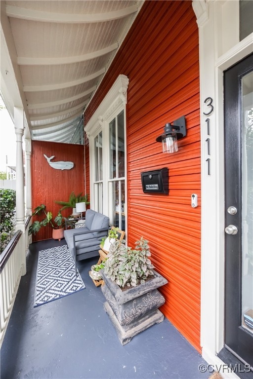 View of porch, freshly painted