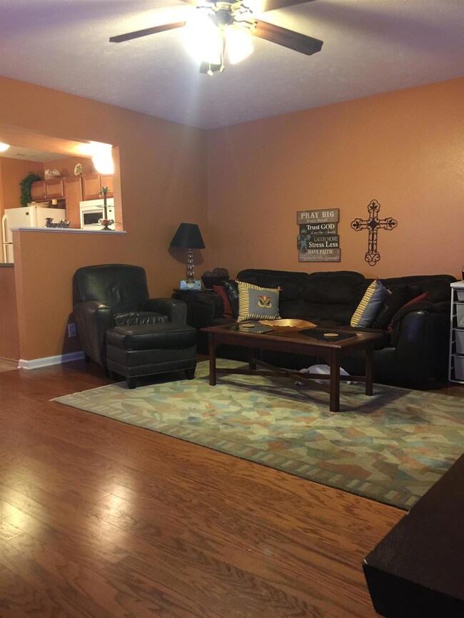 Great room gleaming wood floors!