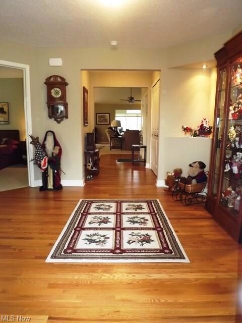 Octagonal foyer and hall leading to the great room
