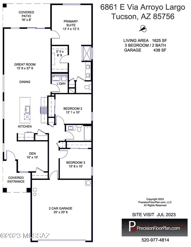 1,625 SqFt Digitally measured floorplan