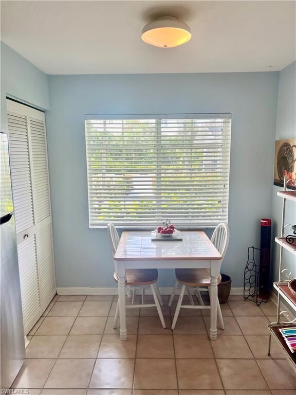 View of tiled dining space