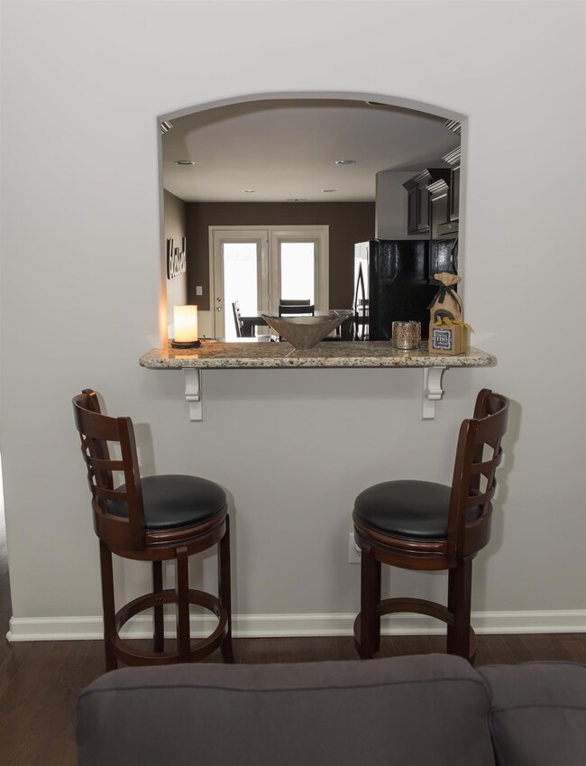 View from living room into kitchen