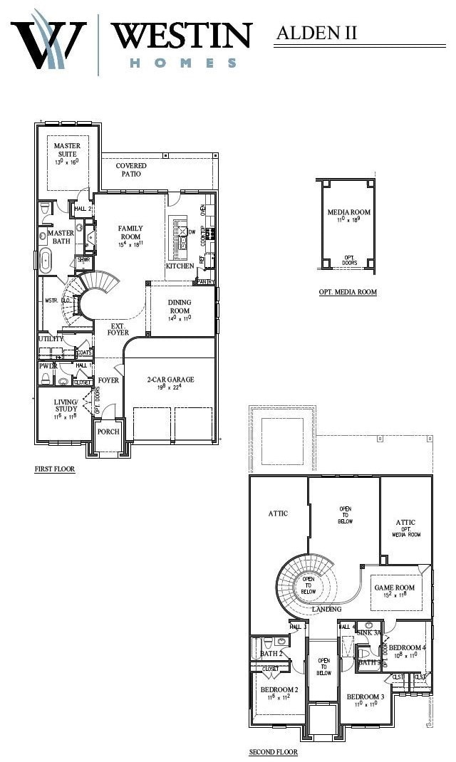 Westin Homes NEW Construction (Alden II, Elevation A) CURRENTLY BEING BUILT. Two story. 4 bedrooms. 3.5 baths. Family room, Formal Living room/Study and Formal Dining room. Spacious island kitchen open to Family room. Primary suite with large walk-in closet. Three additional bedrooms and spacious Game room on second floor. Covered patio and 2 car garage.
