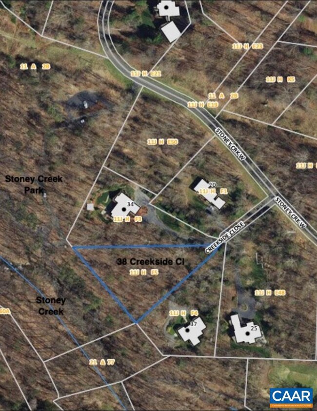 Shows proximity to Stoney Creek Park and trails al