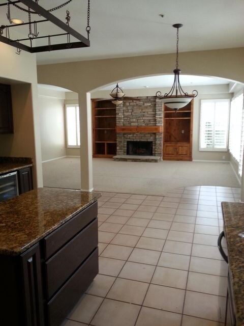 Kitchen opens to family room