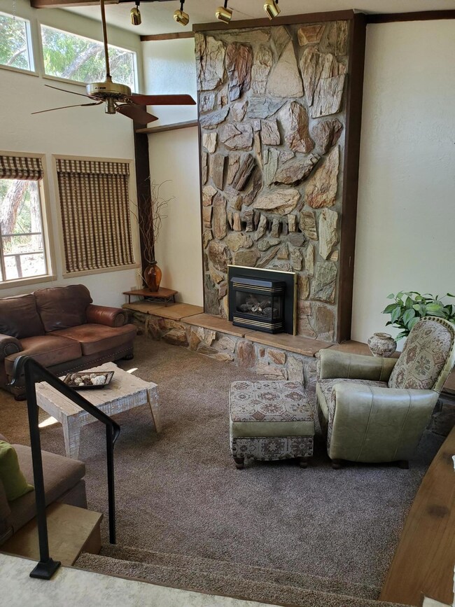rock fireplace with gas insert