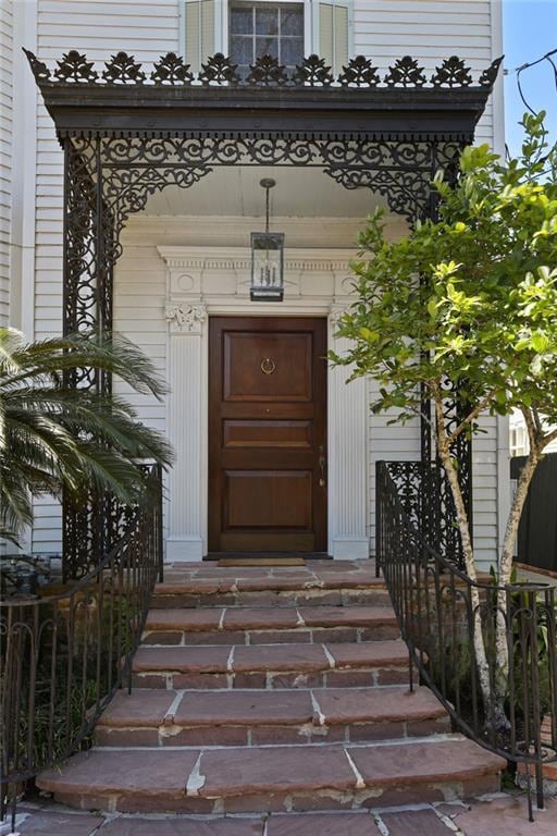 Stately entrance with beautiful architectural deta