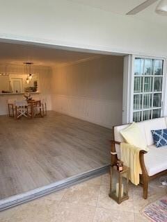 View from Florida Room into Family Room.  4 slider