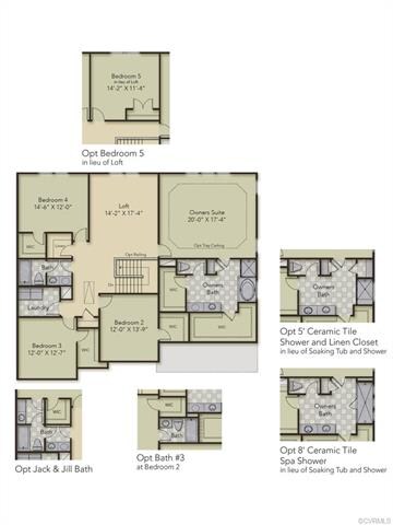 Second Floor Layout - home has the opt Jack & Jill